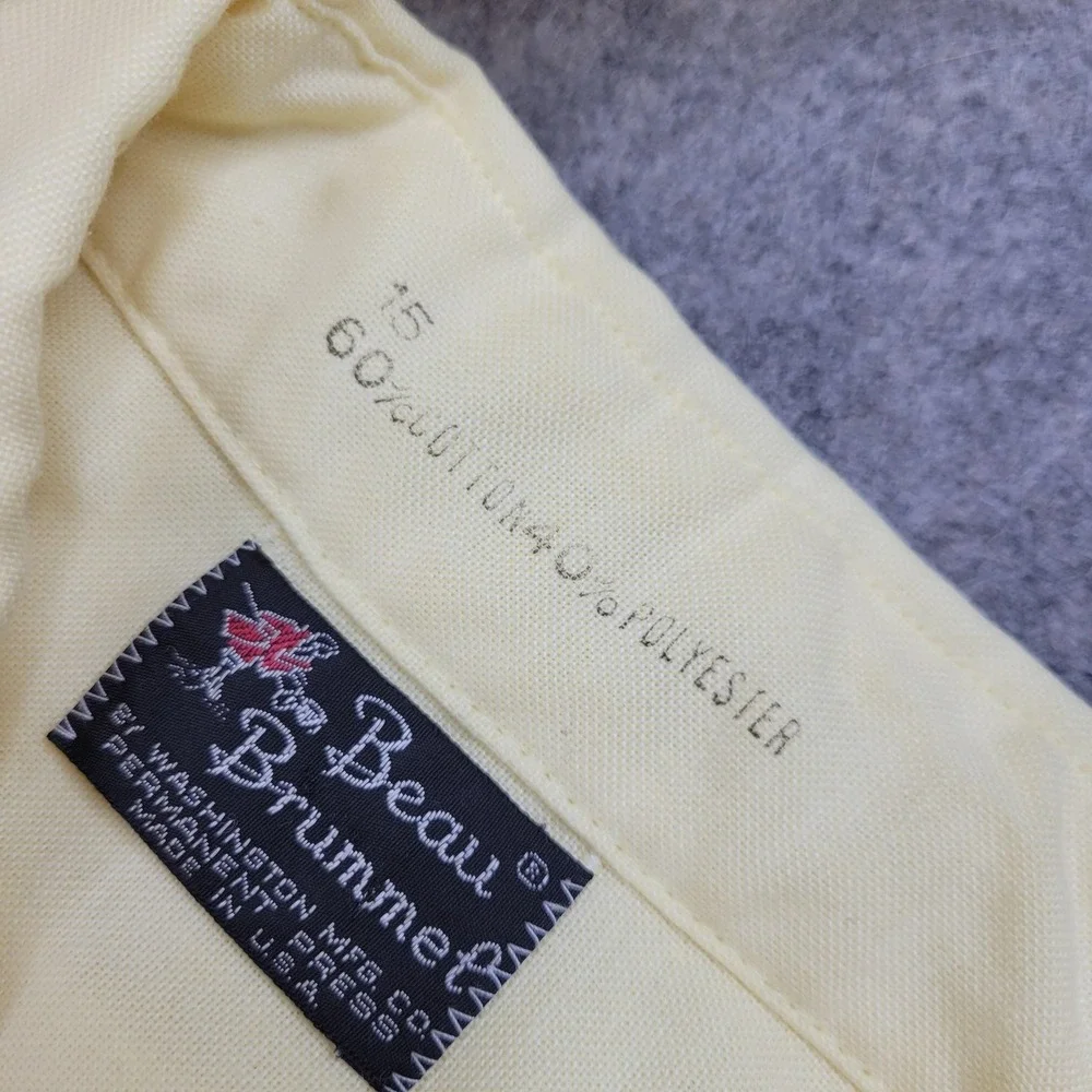 Beau Brummel Shirt Mens Medium Yellow‎ Solid Button Front Short Sleeve Casual